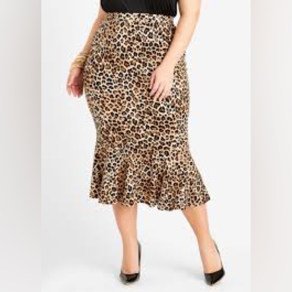NWT Ashley Stewart Foil Animal Fit n Flare Skirt sz 34/36